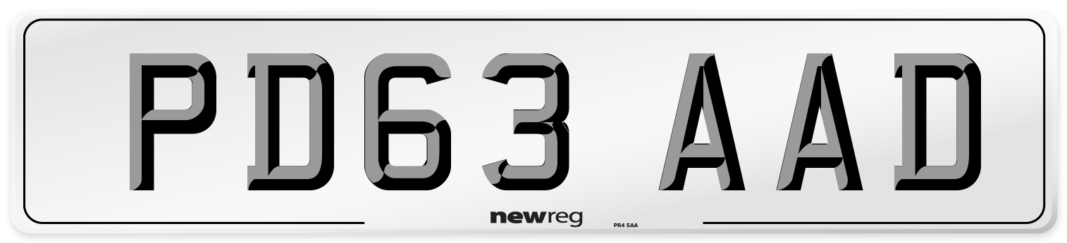 PD63 AAD Number Plate from New Reg